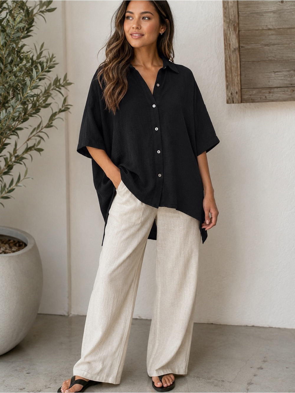 NWT ODDY Black Button-Up Oversized Shirt | S M L